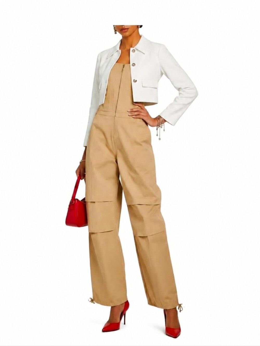 Retrofête Strapless Jumpsuit Boned Corset Inspired Bodice Drawstring Pant Sz M